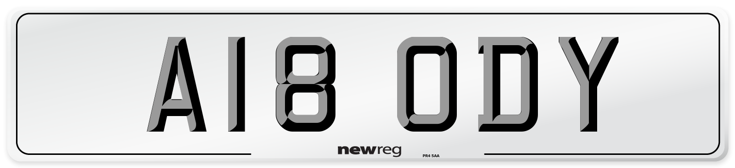 A18 ODY Number Plate from New Reg